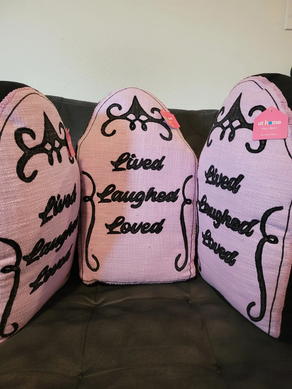 Lived Laughed Loved Pink Embroidered Holiday Pillow